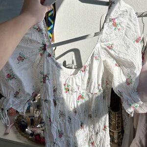 For Love and Lemons White Puff Sleeve Dress